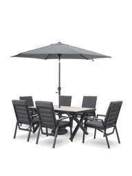 Kettler Tudor Garden 6 Seat Recliner Dining Set in black