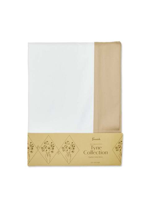 Fenwick at Home Tyne Duvet Cover White in White/Camel, Cotton/Linen, Size King