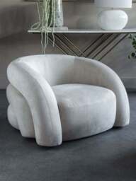 Libra Interiors Casa Upholstered Curved Snug Chair in Cream, Size 95x60x90 - thumbnail 3