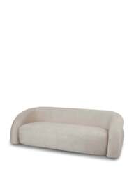Libra Interiors Casa Upholstered Curved Two Seater Sofa in Cream, Wood/Metal - thumbnail 1