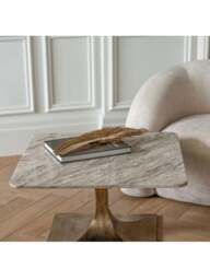 Libra Interiors Morchino Marble Coffee Table in Grey, Size 39x69x69 - thumbnail 2