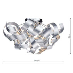 Dar Lighting Rawley 4 Light Ribbon Flush in Brushed Aluminium - thumbnail 3