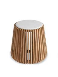 Barker and Stonehouse Ombra Marble And Mango Wood Side Table in Neutral