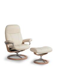 Barker and Stonehouse Consul Medium Signature Chair And Footstool, Cream in Neutral
