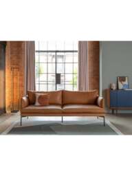 Heal's Matera 3 Seater Sofa Daino Treacle in Tan, Leather, Size 200x87x82 - thumbnail 2