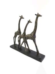 Libra Interiors Family Of Three Giraffes Sculpture in Bronze, Size 34x38x8 - thumbnail 4