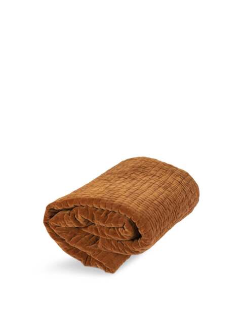 Heal's Velvet Kantha Bedspread Toffee 140 X 200 in Brown, Cotton, Size 200x140 - image 1