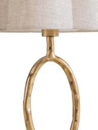 Libra Interiors Ronde Table Lamp With Shade Gold in Champagne Gold/Ivory, Linen - thumbnail 2