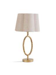 Libra Interiors Ronde Table Lamp With Shade Gold in Champagne Gold/Ivory, Linen - thumbnail 1
