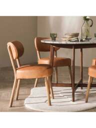 Barker and Stonehouse Dove Tan Dining Chair in Brown, Leather - thumbnail 2
