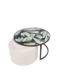 Libra Interiors Savanna Leaf Coffee Table With Nesting Pouffe in Natural/Sage Green, Size H40xW80xD8 - thumbnail 2