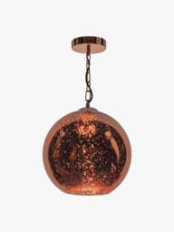 Dar Lighting Speckle 1 Light Electro Plated Pendant in Copper Glass