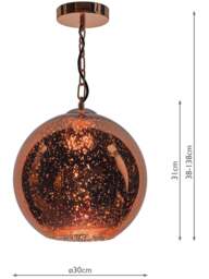 Dar Lighting Speckle 1 Light Electro Plated Pendant in Copper Glass - thumbnail 4