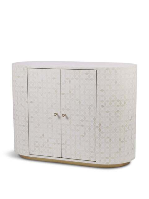 Libra Interiors Aspen Bone Inlay Two Door Cabinet in White, Size 74x100x45 - image 1