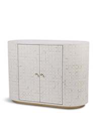 Libra Interiors Aspen Bone Inlay Two Door Cabinet in White, Size 74x100x45 - thumbnail 1