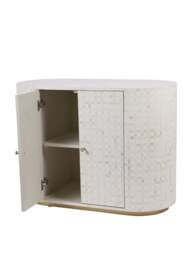 Libra Interiors Aspen Bone Inlay Two Door Cabinet in White, Size 74x100x45 - thumbnail 3