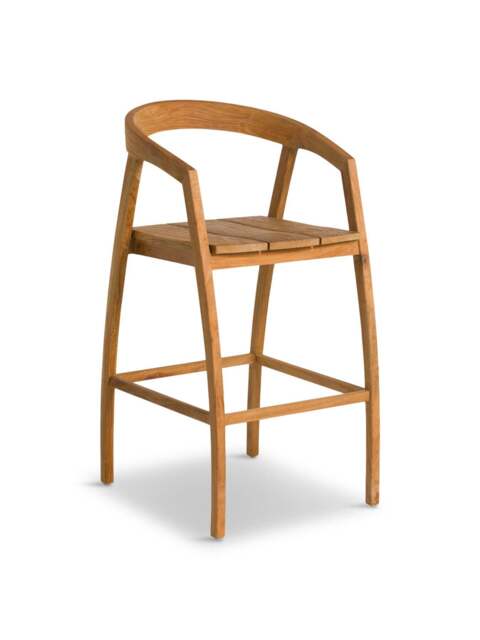 Barker and Stonehouse Grenada Reclaimed Teak Wood Open Back Barstool With Arms in Brown - image 1