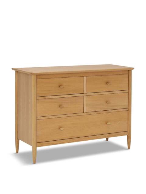 Barker and Stonehouse Teramo Oak Wood 5 Drawer Wide Chest in Neutral - image 1