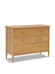Barker and Stonehouse Teramo Oak Wood 5 Drawer Wide Chest in Neutral - thumbnail 1