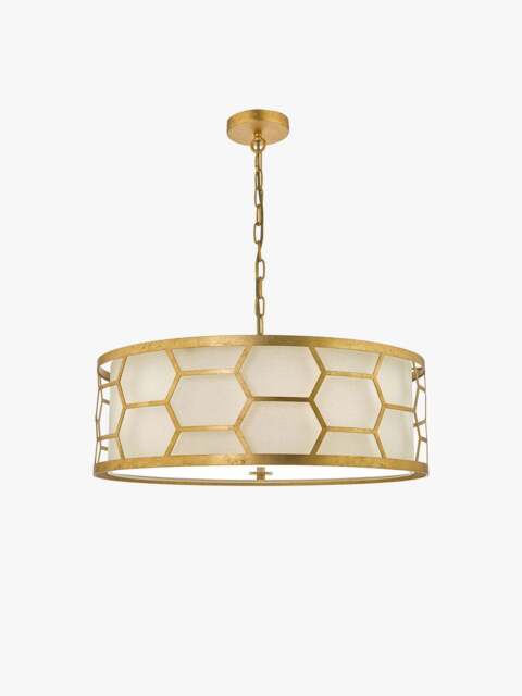 Dar Lighting Epstein 4 Light Pendant, Linen - image 1