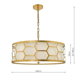 Dar Lighting Epstein 4 Light Pendant, Linen - thumbnail 3