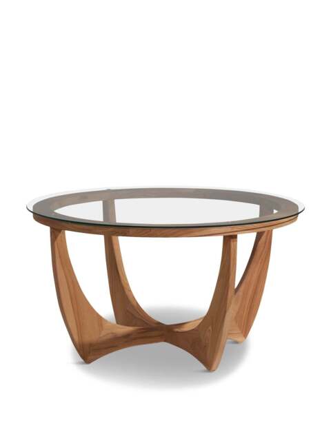 Barker and Stonehouse Yves Round Teak Wood And Glass Coffee Table in Brown - image 1