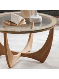 Barker and Stonehouse Yves Round Teak Wood And Glass Coffee Table in Brown - thumbnail 2
