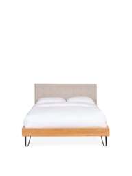 Heal's Brunel Double Bed Oatmeal in Neutral, Wood/Metal - thumbnail 1
