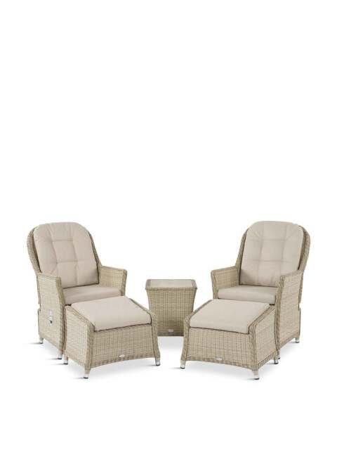 Bramblecrest Monterey Rattan Recliner Set With 2 Footstools & Side Table - image 1
