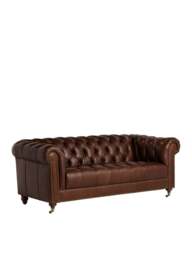 Barker and Stonehouse Caversham Chesterfield 3 Seater Sofa in Brown, Leather - thumbnail 2
