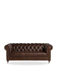 Barker and Stonehouse Caversham Chesterfield 3 Seater Sofa in Brown, Leather - thumbnail 1