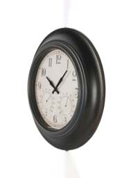 Libra Interiors Outdoor Clock With Temperature And Humid in Antique Black, Metal, Size 53x7x53 - thumbnail 3