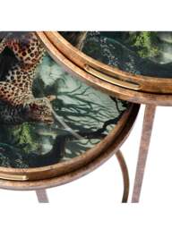 Libra Interiors Lounging Leopard (Set Of 2) Side Tray Tables in gold - thumbnail 2