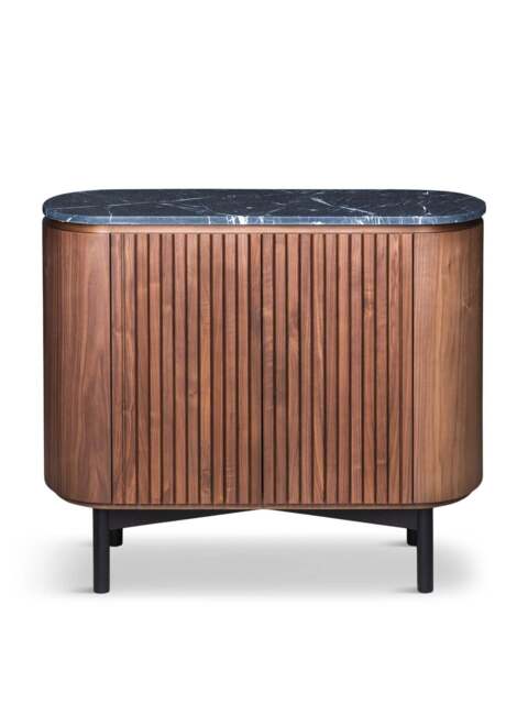 Heal's Remi Small Sideboard Walnut And Black Marble in Brown, Walnut Fronts, Size 101x45x85