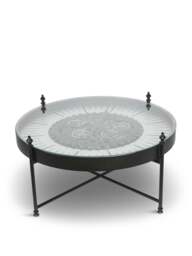 Libra Interiors Palladium Coffee Table Wall Clock With Moving Dials in Nickle Black, Size 100x100x51