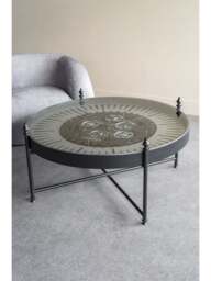 Libra Interiors Palladium Coffee Table Wall Clock With Moving Dials in Nickle Black, Size 100x100x51 - thumbnail 2