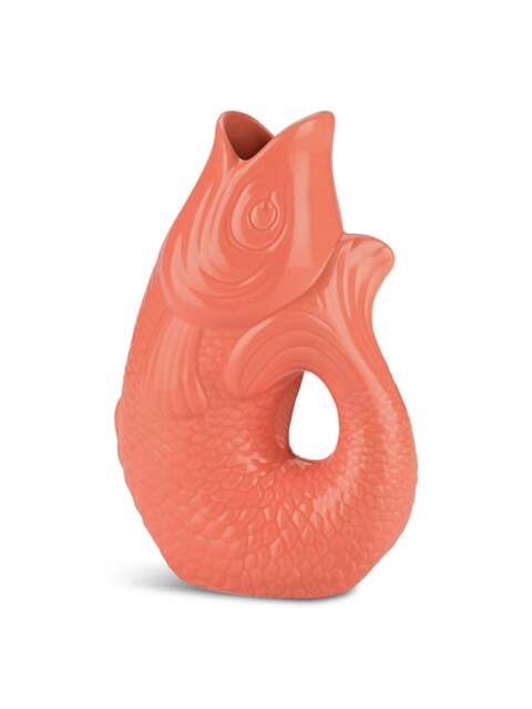 The Gift Company Monsieur Carafon Fish Vase 1.2L in Salmon, Stoneware