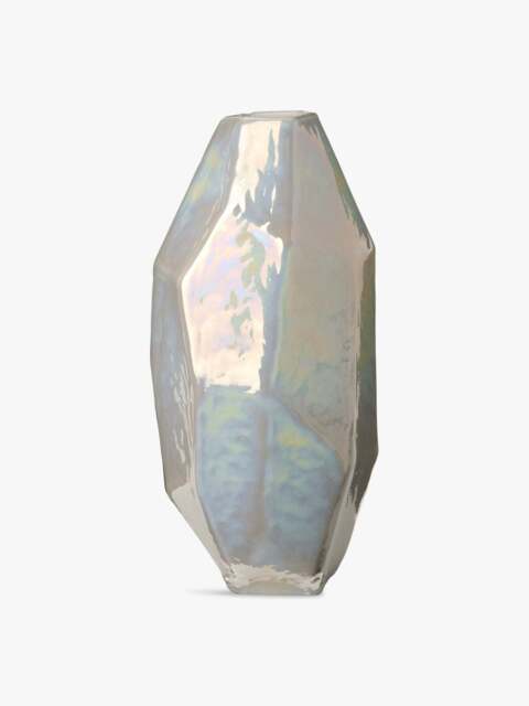 POLSPOTTEN Medium White Graphic Luster Vase