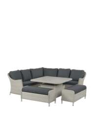 Bramblecrest Monterey Dove 8-Seater Rattan Curved Corner Sofa With Square Dual Height Table & 2 Benches in grey - thumbnail 3