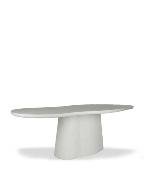 Barker and Stonehouse Capella Faux Stone Pedestal Dining Table in White, Size 220cm