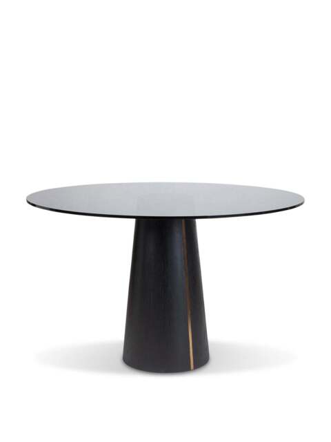 Heal's Totem Pedestal Dining Table Glass in Black, Size 120x120x75 - image 1