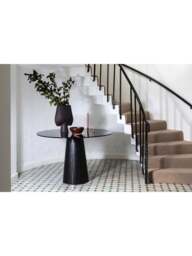 Heal's Totem Pedestal Dining Table Glass in Black, Size 120x120x75 - thumbnail 2