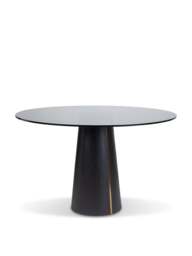 Heal's Totem Pedestal Dining Table Glass in Black, Size 120x120x75 - thumbnail 1