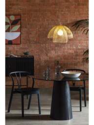 Heal's Totem Pedestal Dining Table Glass in Black, Size 120x120x75 - thumbnail 4