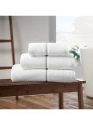 TURNER BIANCA Bianca Zero Twist Satin Stitch Bath Towel in White, Cotton/Satin - thumbnail 2
