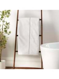 TURNER BIANCA Bianca Zero Twist Satin Stitch Bath Towel in White, Cotton/Satin - thumbnail 3