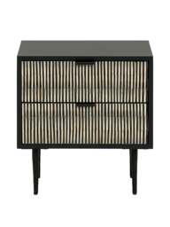 Libra Interiors Imperia Bone Inlay Bedside Table Black in Black/Ivory, Size H54xW50xD4 - thumbnail 3