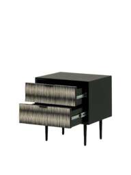 Libra Interiors Imperia Bone Inlay Bedside Table Black in Black/Ivory, Size H54xW50xD4 - thumbnail 2