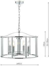 Dar Lighting Myka 4 Light Pendant in Polished Chrome - thumbnail 2