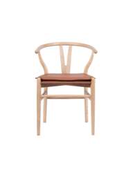 Barker and Stonehouse Thoren Ash Wood Open Back Dining Chair With Seat in Brown, Faux Leather
